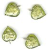 1 13x13x6mm Olivine with Foil Lampwork Heart Pendant